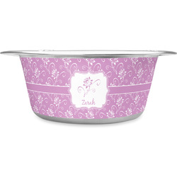 Lotus Flowers Stainless Steel Dog Bowl - Small (Personalized)