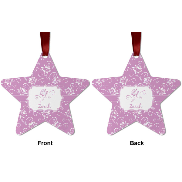 Lotus Flowers Metal Star Ornament - Front and Back