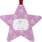 Lotus Flowers Metal Star Ornament - Double Sided w/ Name or Text