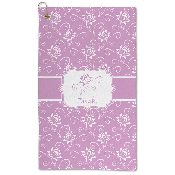 Custom Lotus Flowers Microfiber Golf Towel - Large (Personalized)
