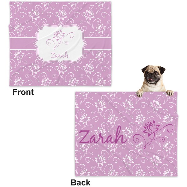 Lotus Flowers Microfleece Dog Blanket - Large- Front & Back