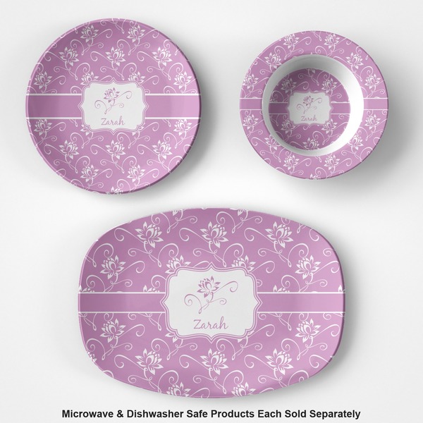 Lotus Flowers Microwave & Dishwasher Safe CP Plastic Dishware - Group