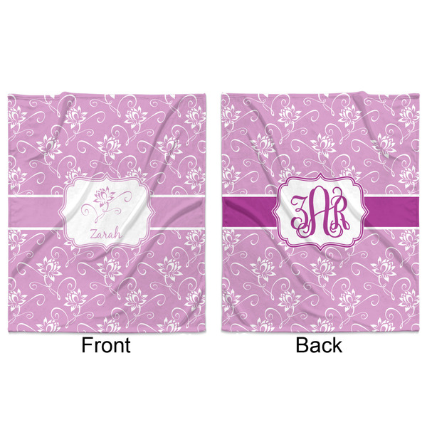 Lotus Flowers Minky Blanket - 50"x60" - Double Sided - Front & Back