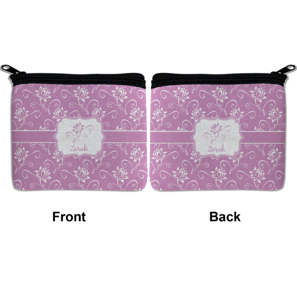 Lotus Flowers Neoprene Coin Purse - Front & Back (APPROVAL)
