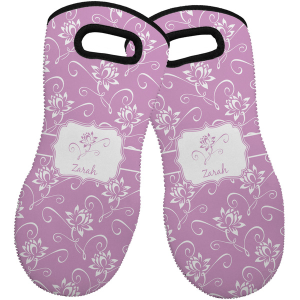 Lotus Flowers Neoprene Oven Mitt -Set of 2 - Front
