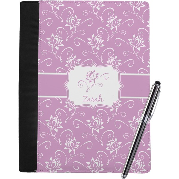 Custom Lotus Flowers Notebook Padfolio - Large w/ Name or Text