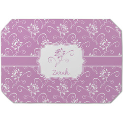 Lotus Flowers Dining Table Mat - Octagon (Single-Sided) w/ Name or Text