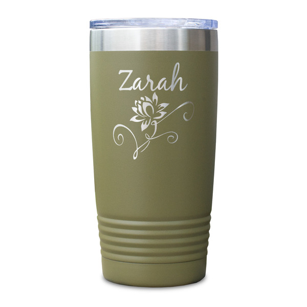 Lotus Flowers Olive Polar Camel Tumbler - 20oz - Single Sided - Approval