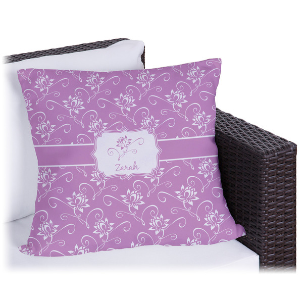 Custom Lotus Flowers Outdoor Pillow - 16" (Personalized)