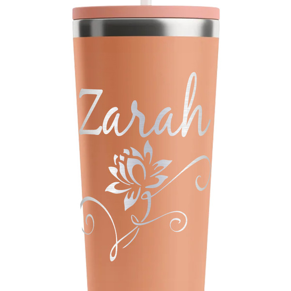 Lotus Flowers Peach RTIC Everyday Tumbler - 28 oz. - Close Up