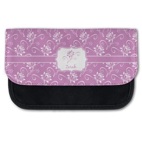 Custom Lotus Flowers Canvas Pencil Case w/ Name or Text