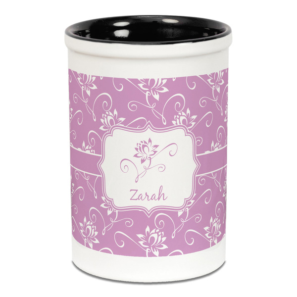 Lotus Flowers Pencil Holder - Black