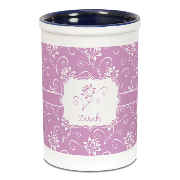 Lotus Flowers Pencil Holder - Blue