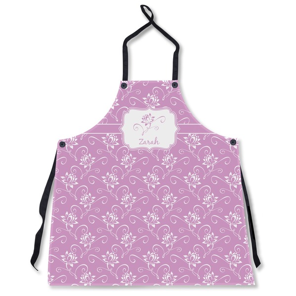 Custom Lotus Flowers Apron Without Pockets w/ Name or Text