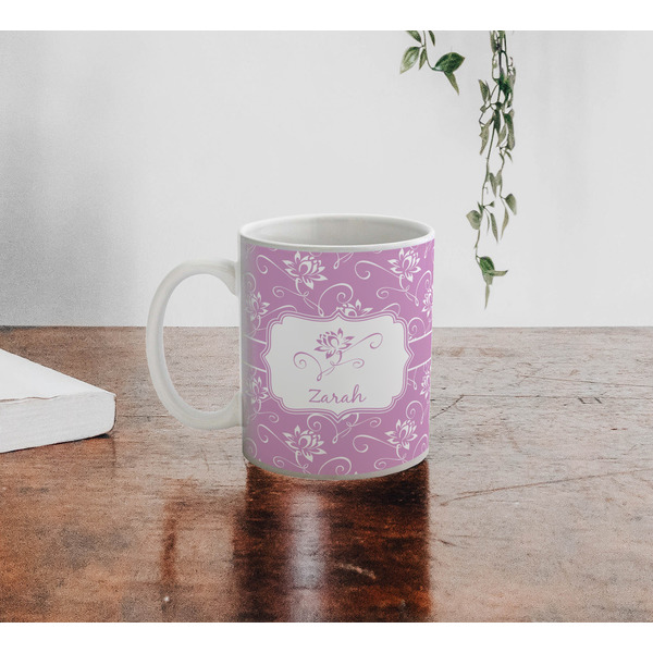 Lotus Flowers Personalized Coffee Mug - Lifestyle