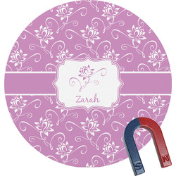Lotus Flowers Round Fridge Magnet (Personalized)
