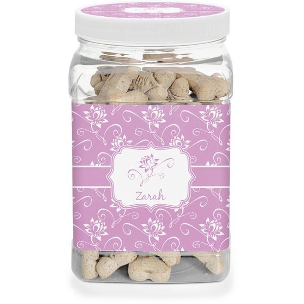 Custom Lotus Flowers Dog Treat Jar (Personalized)