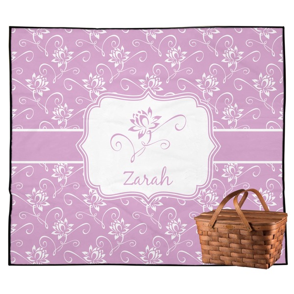 Custom Lotus Flowers Outdoor Picnic Blanket (Personalized)