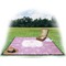Lotus Flowers Picnic Blanket - with Basket Hat and Book - in Use