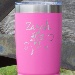 Lotus Flowers 20 oz Stainless Steel Tumbler - Pink - Double Sided (Personalized)