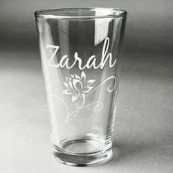 Lotus Flowers Pint Glass - Engraved (Personalized)