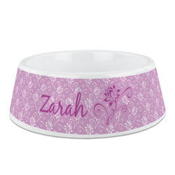 Lotus Flowers Plastic Dog Bowl (Personalized)