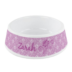 Lotus Flowers Plastic Dog Bowl - Small (Personalized)
