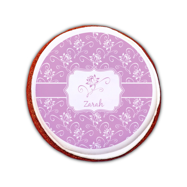 Lotus Flowers Printed Icing Circle - Small - On Cookie