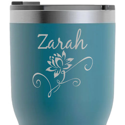Lotus Flowers RTIC Tumbler - Dark Teal - Laser Engraved - Double-Sided (Personalized)