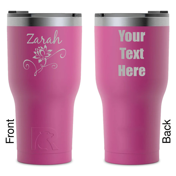 Custom Lotus Flowers RTIC Tumbler - Magenta - Laser Engraved - Double-Sided (Personalized)