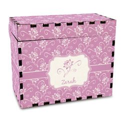 Lotus Flowers Wood Recipe Box - Full Color Print (Personalized)