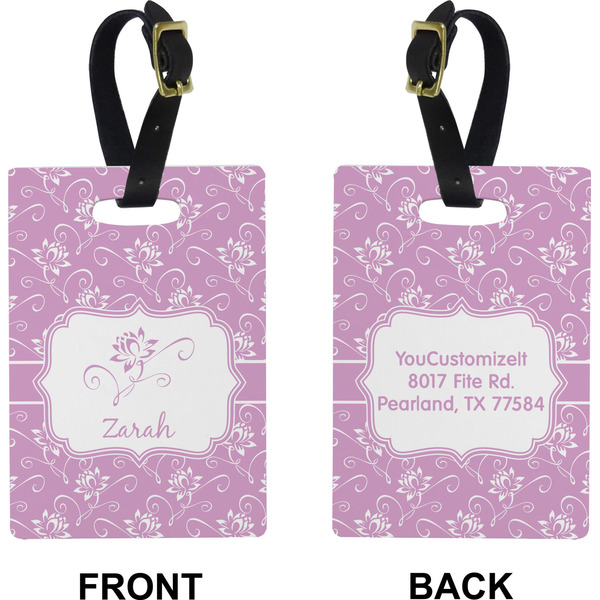 Lotus Flowers Rectangle Luggage Tag (Front + Back)