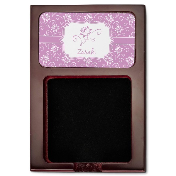 Lotus Flowers Red Mahogany Sticky Note Holder - Flat