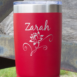 Lotus Flowers 20 oz Stainless Steel Tumbler - Red - Double Sided (Personalized)