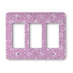 Lotus Flowers Rocker Style Light Switch Cover - Three Switch