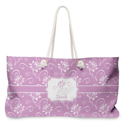 Lotus Flowers Large Tote Bag with Rope Handles (Personalized)