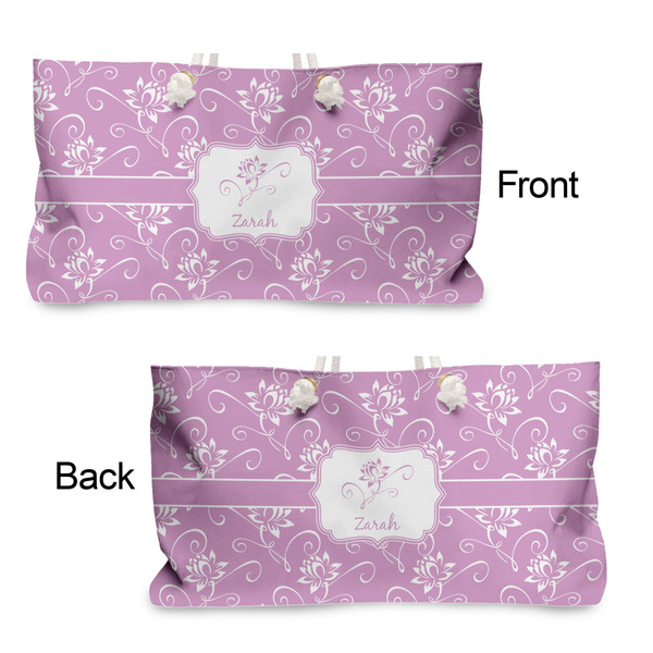 Lotus Flowers Large Rope Tote - From & Back View