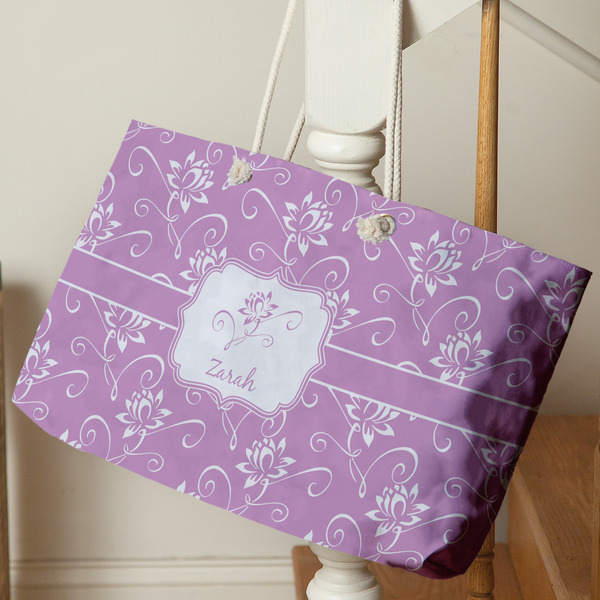 Lotus Flowers Large Rope Tote - Life Style