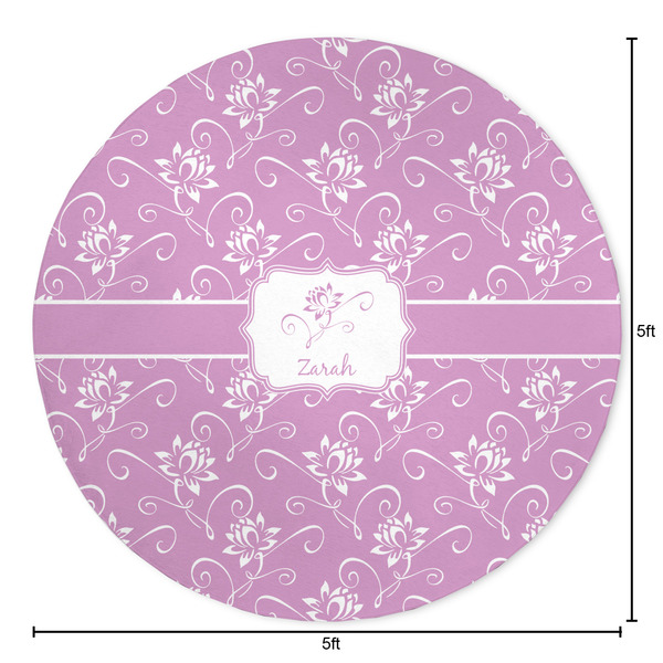 Lotus Flowers Round Area Rug - Size