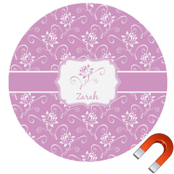 Lotus Flowers Round Car Magnet - 6" (Personalized)