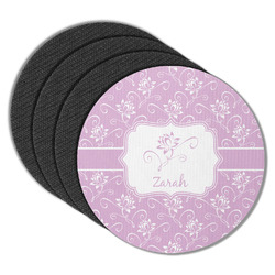 Lotus Flowers Round Rubber Backed Coasters - Set of 4 (Personalized)