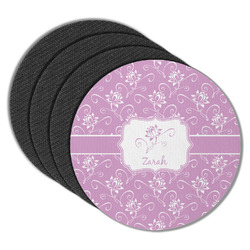 Lotus Flowers Round Rubber Backed Coasters - Set of 4 (Personalized)
