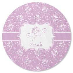 Lotus Flowers Round Rubber Backed Coaster (Personalized)