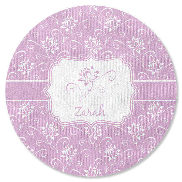 Custom Lotus Flowers Round Rubber Backed Coaster (Personalized)