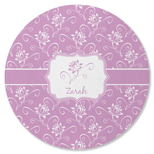 Custom Lotus Flowers Round Rubber Backed Coaster (Personalized)
