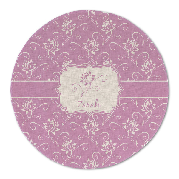 Lotus Flowers Round Linen Placemats - FRONT (Double Sided)