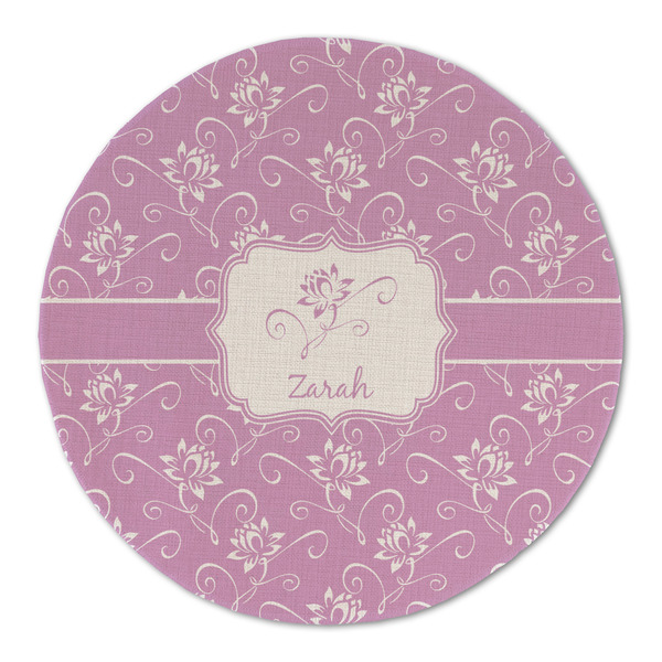 Custom Lotus Flowers Round Linen Placemat (Personalized)
