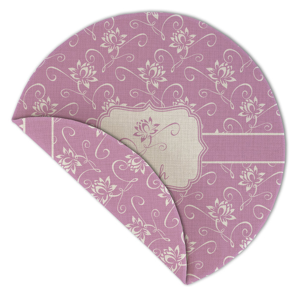 Lotus Flowers Round Linen Placemats - Front (folded corner double sided)