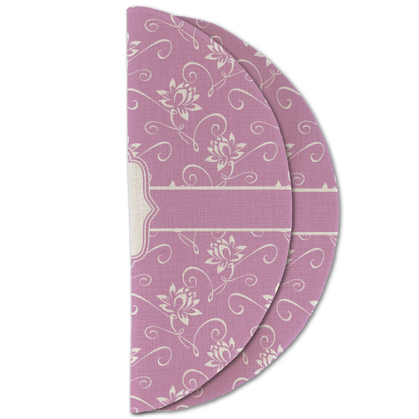 Lotus Flowers Round Linen Placemats - HALF FOLDED (double sided)