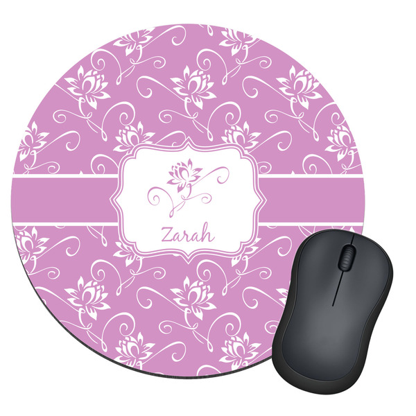 Custom Lotus Flowers Round Mouse Pad (Personalized)
